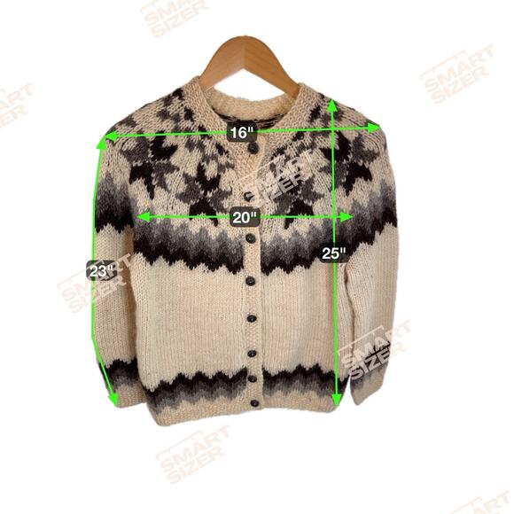 Vintage Nordic Icelandic 100% Wool Hand Knit Button Front Cardigan Sweater Sz M - Picture 9 of 11